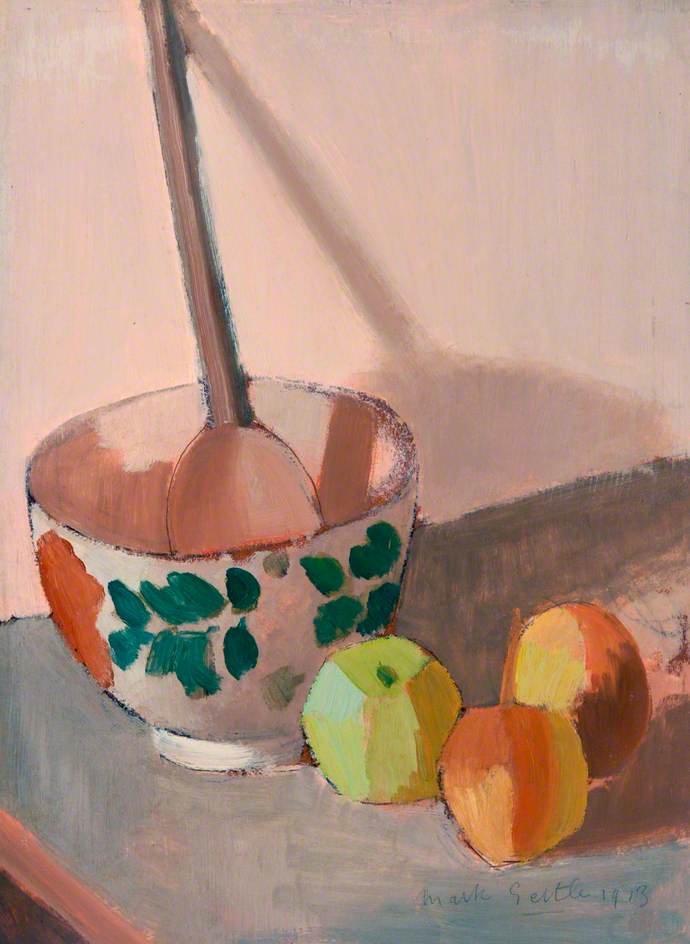 Still Life with Bowl, Spoon and Apples by Mark Gertler,16x12(A3) Poster