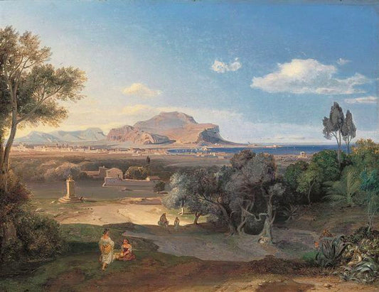 Palermo with the Monte Pellegrino, vintage artwork by Carl Rottmann, A3 (16x12") Poster Print