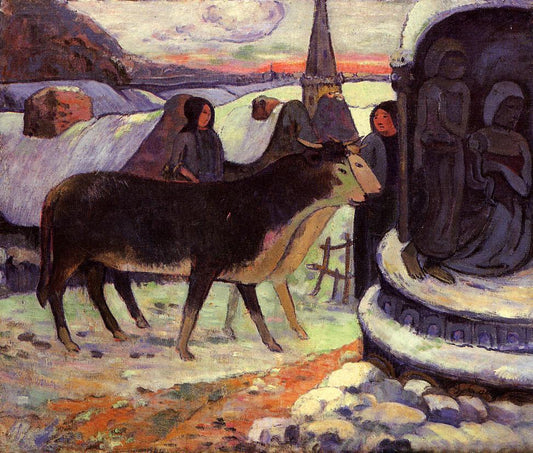 Christmas Night, vintage artwork by Paul Gauguin, 12x8" (A4) Poster