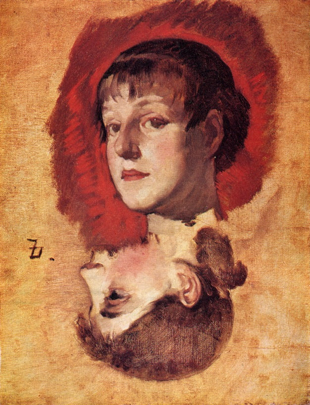 Double Portrait of a Girl, vintage artwork by Frank Duveneck, 12x8" (A4) Poster