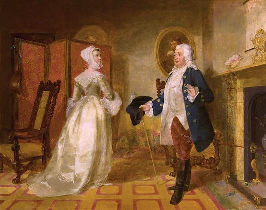 The Laird of Cockpen and Mistress Jean, vintage artwork by Sir John Watson Gordon, A3 (16x12") Poster Print