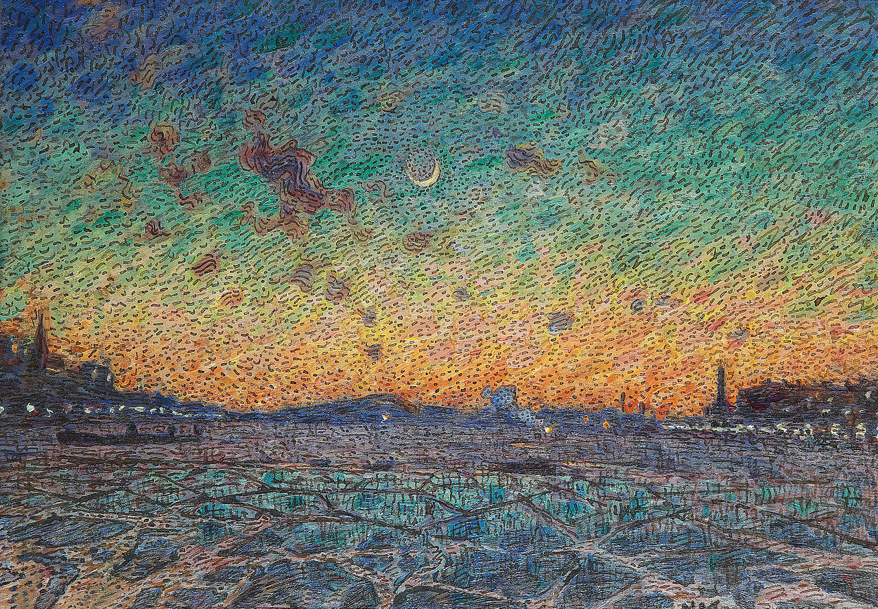 Evening in Riddarfjärden, vintage artwork by Nils Kreuger, 12x8" (A4) Poster