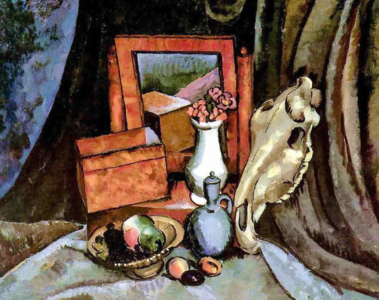 Mirror and a horse skull, vintage artwork by Ilya Mashkov, 12x8" (A4) Poster