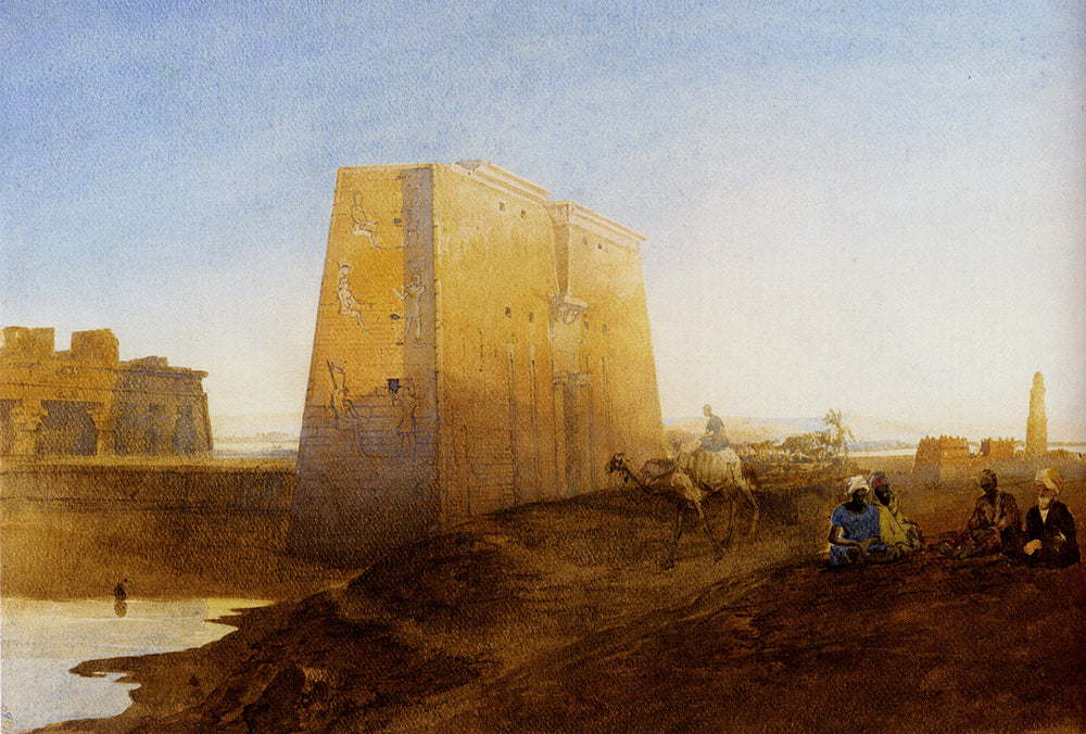 Arabs by  the Ruins at Luxor, vintage artwork by William Edward Dighton, A3 (16x12") Poster Print