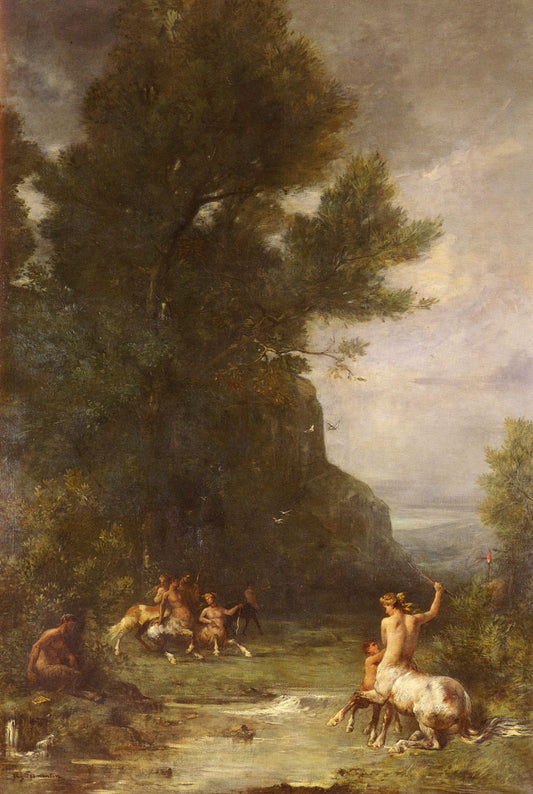 Centaurs Exercising by  Shooting with the Bow, vintage artwork by Eugène Fromentin, A3 (16x12") Poster Print