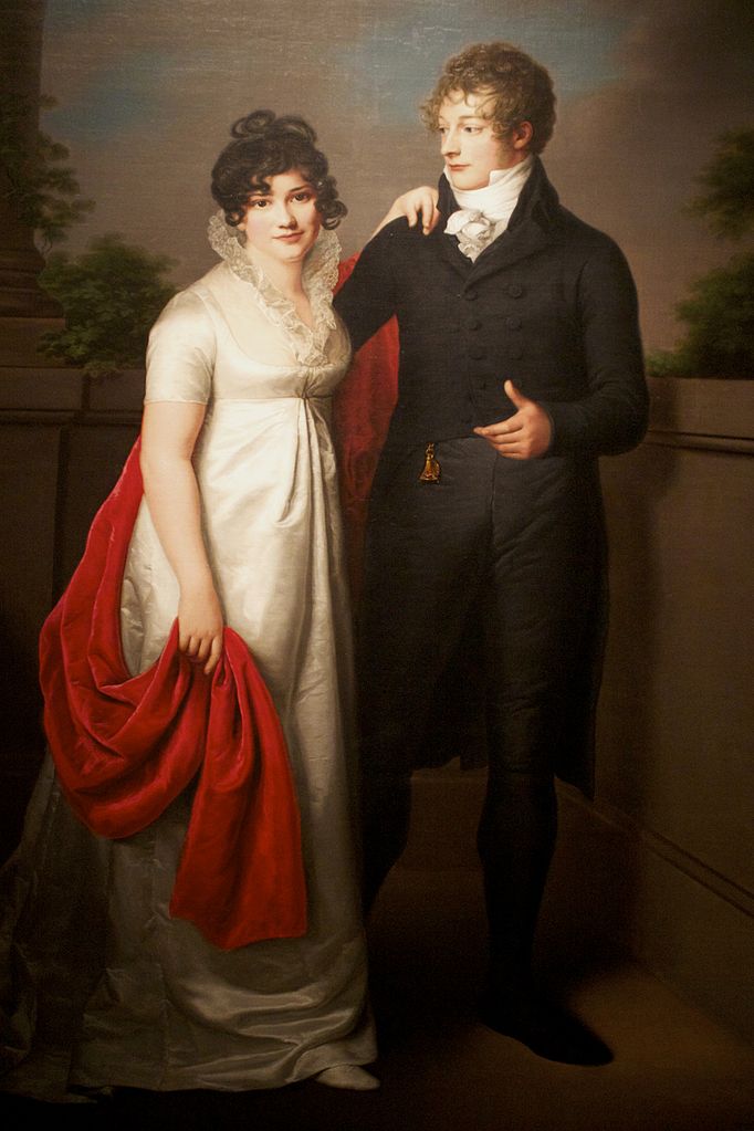 Wedding Portrait of Emilie and Johann Philipp Petersen, vintage artwork by Friedrich Carl Groger, 12x8" (A4) Poster