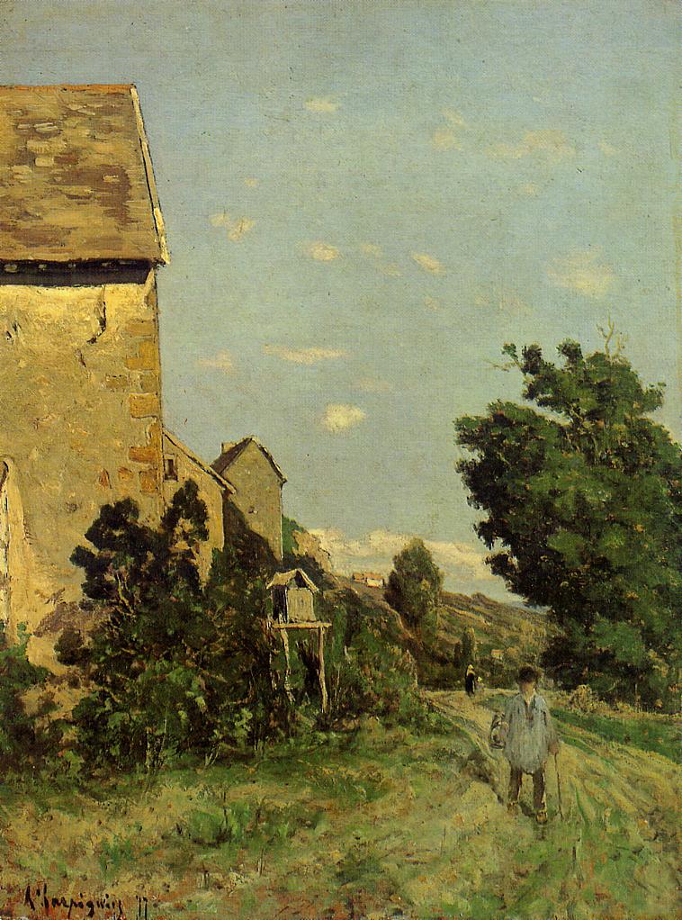 Path through a Normandy Village, vintage artwork by Henri-Joseph Harpignies, A3 (16x12") Poster Print