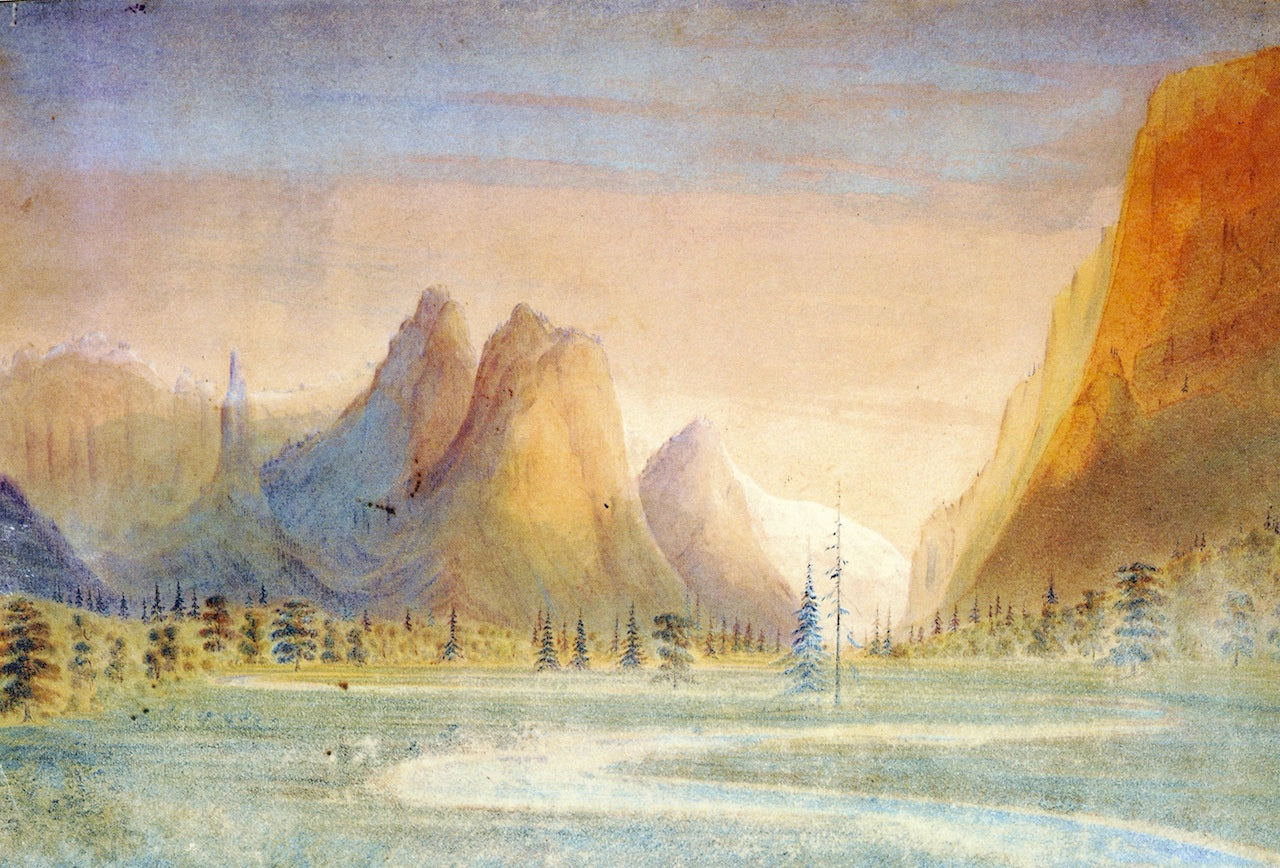 Valley of Yo-semite California, vintage artwork by James Madison Alden, 12x8" (A4) Poster