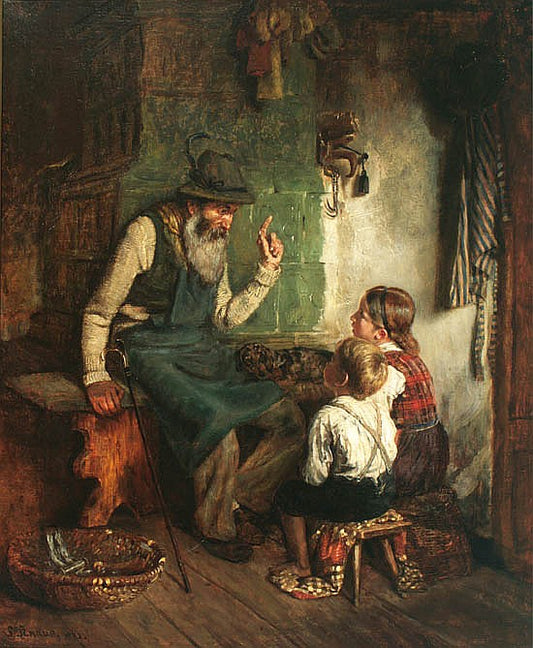 The Story Teller, vintage artwork by Ludwig Knaus, 12x8" (A4) Poster