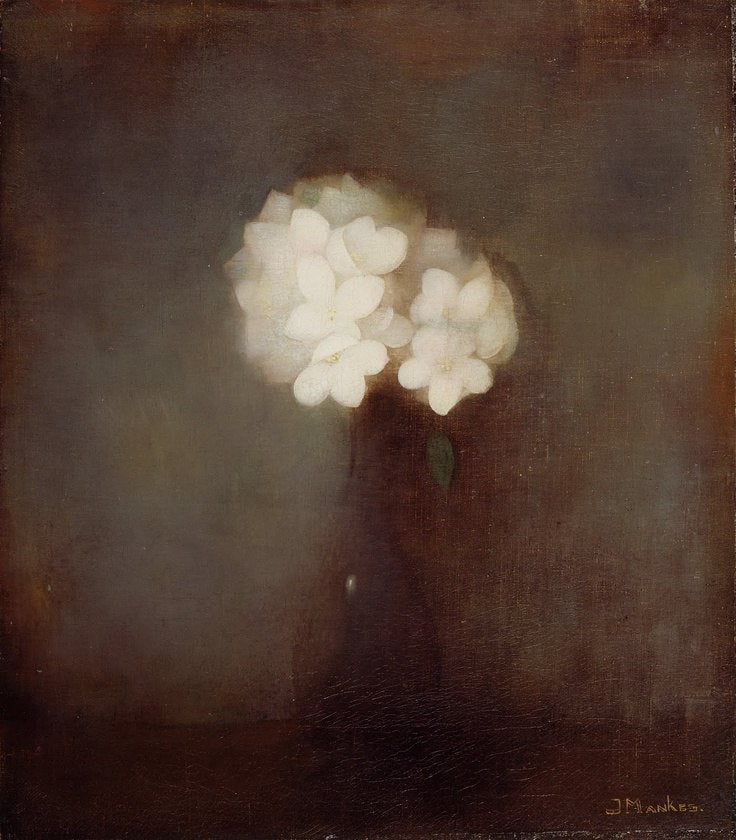 Vase with Jasmine, vintage artwork by Jan Mankes, 12x8" (A4) Poster