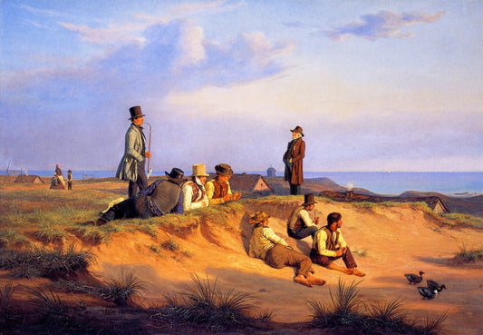 Men of Skagen on a Summer Evening in Good Weather, vintage artwork by Martinus Rørby e, A3 (16x12") Poster Print