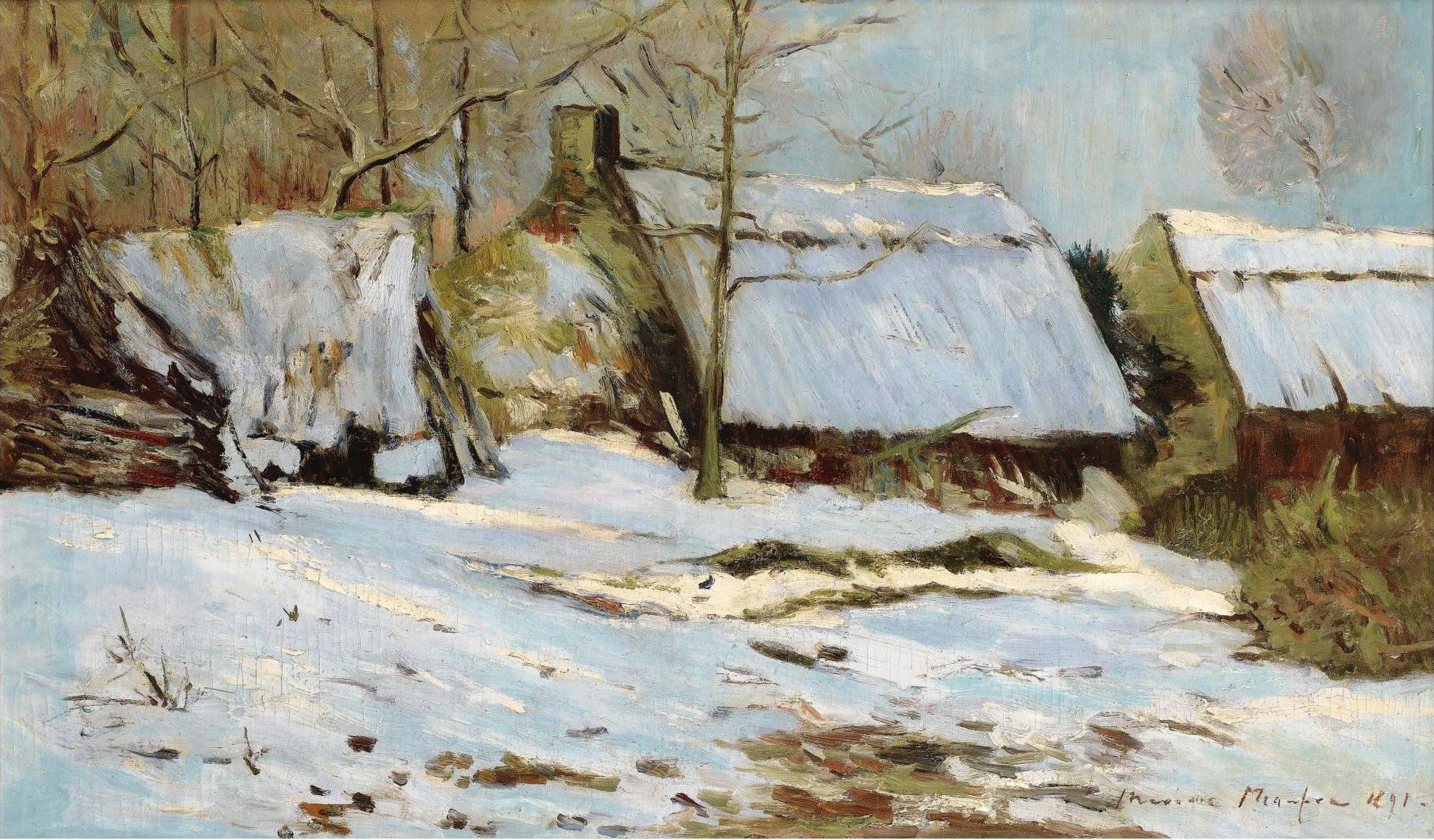 Cabins Under Snow by Maxime Maufra,A3(16x12")Poster