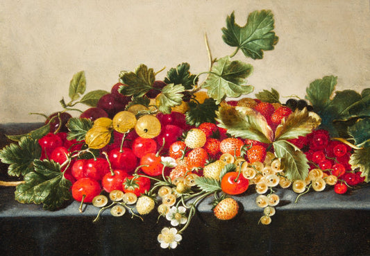Still-Life of Red and White Currant, vintage artwork by After Floris van Schooten, 12x8" (A4) Poster