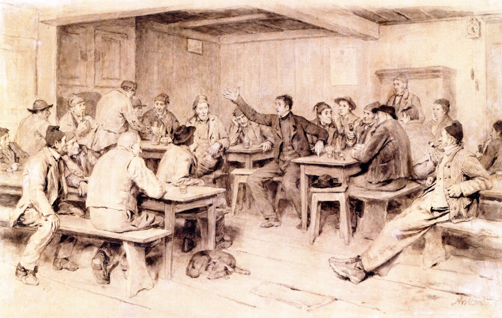 At the Inn, vintage artwork by Albert Anker, 12x8" (A4) Poster