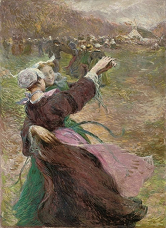 Dance of the Bretons, vintage artwork by Jean-Bertrand Pegot-Ogier, 12x8" (A4) Poster