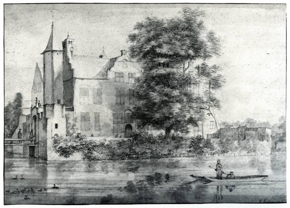 Kasteel van Rhoon in Rhoon, vintage artwork by Roelant Roghman, 12x8" (A4) Poster