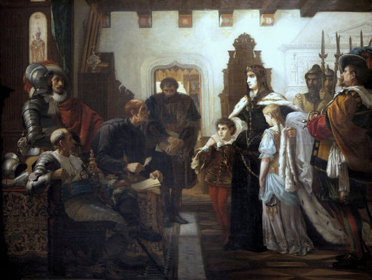 Ilona Zrínyi Before the Investigating Judge, vintage artwork by Viktor Madarász, 12x8" (A4) Poster