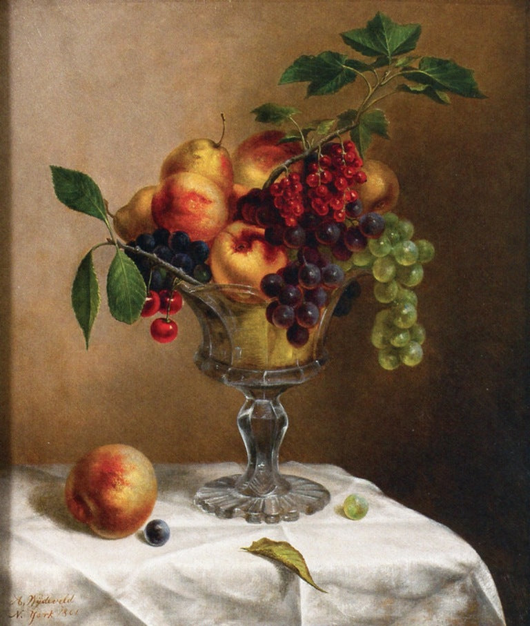 Still Life with Fruit in a Glass Compote, vintage artwork by Arnoud Wydeveld, 12x8" (A4) Poster