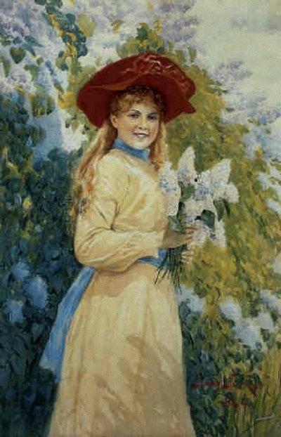 Lilac Princess, vintage artwork by Jenny Nyström, 12x8" (A4) Poster