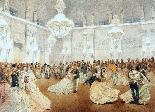 Ball in the Winter Palace during the Official Visit of Nasir al-Din Shah, vintage artwork by Mihály Zichy, 12x8" (A4) Poster