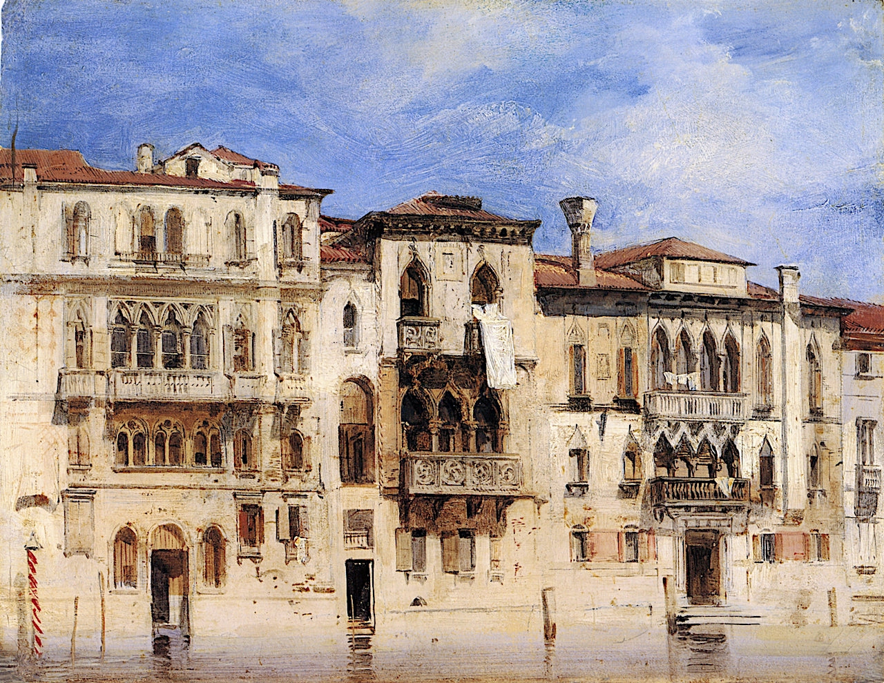 Palazzi Manolesso-Ferro, Contarini-Fasan, and Contarini on the Grand Canal, vintage artwork by Richard Parkes Bonington, A3 (16x12") Poster Print