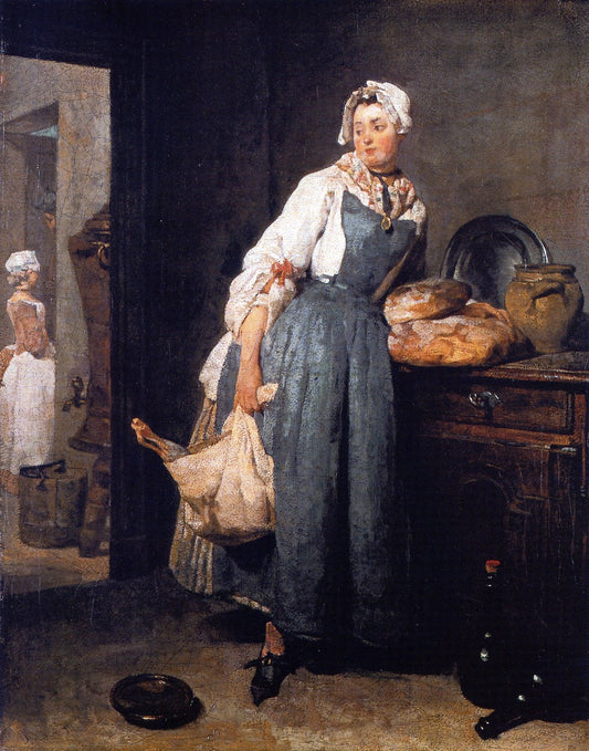 The Return from the Market, vintage artwork by Jean-Baptiste-Simeon Chardin, 12x8" (A4) Poster