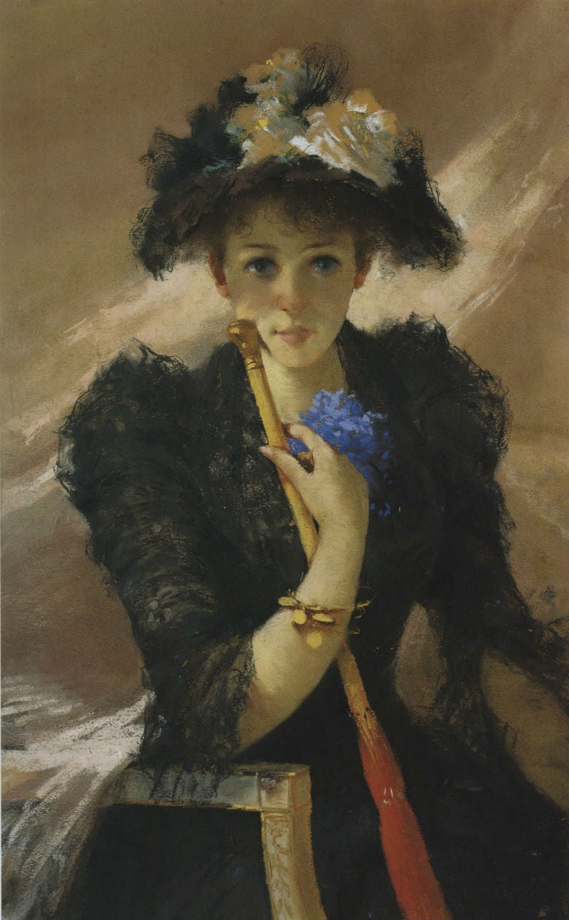 Signora con ombrellino by Vittorio Matteo Corcos,A3(16x12")Poster