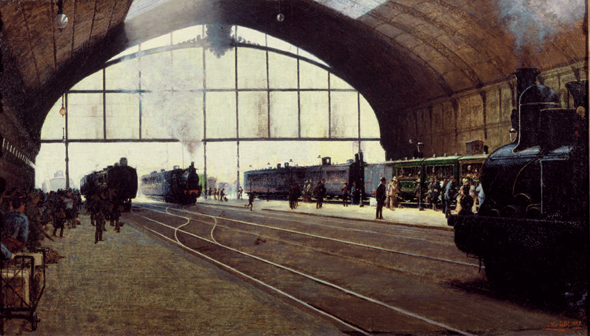 Central Station, Milan by Angelo Morbelli,A3(16x12")Poster