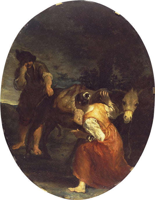 Shepherd and Shepherdess (genre scene), vintage artwork by Giuseppe Maria Crespi, 12x8" (A4) Poster