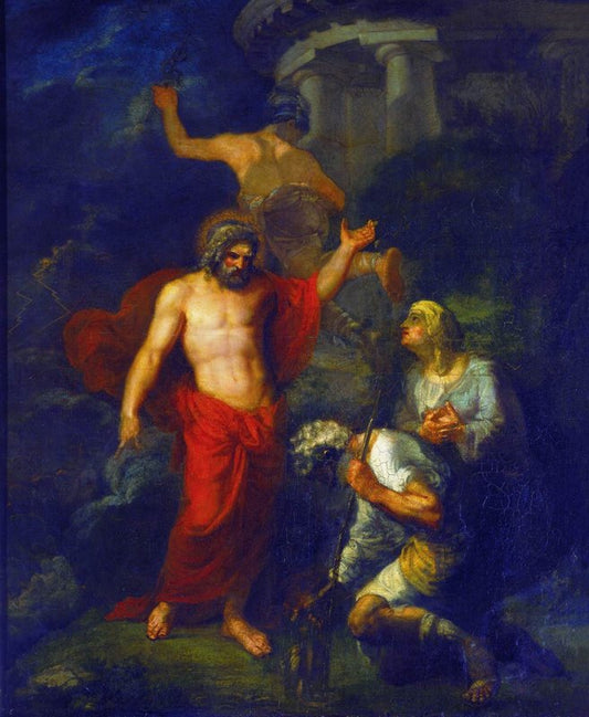 Jupiter and Mercury Visiting Pilgrims, vintage artwork by Orest Kiprensky, 12x8" (A4) Poster