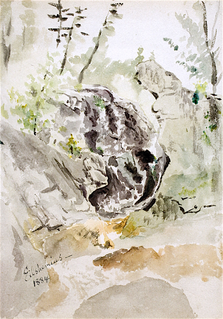 Devil's Pulpit on Table River, vintage artwork by Louis M. Eilshemius, 12x8" (A4) Poster