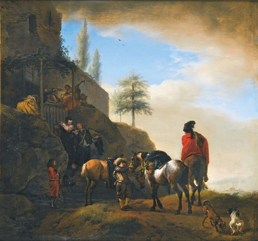 Departure for the Chase, vintage artwork by Philips Wouwerman, 12x8" (A4) Poster