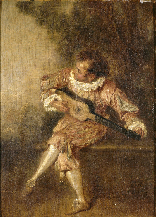 Le Donneur de serenades, vintage artwork by Jean-Antoine Watteau, 12x8" (A4) Poster