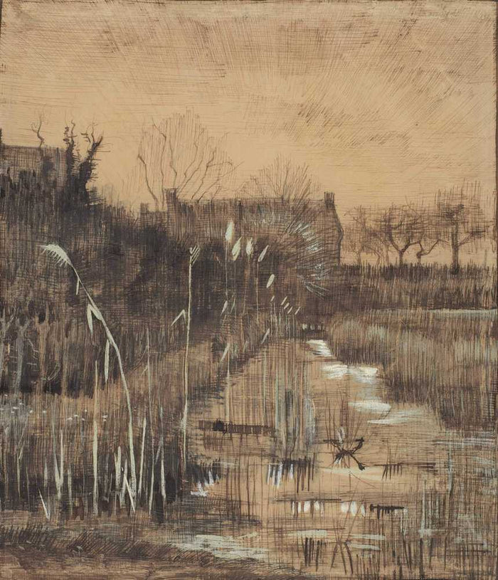 Ditch, vintage artwork by Vincent van Gogh, 12x8