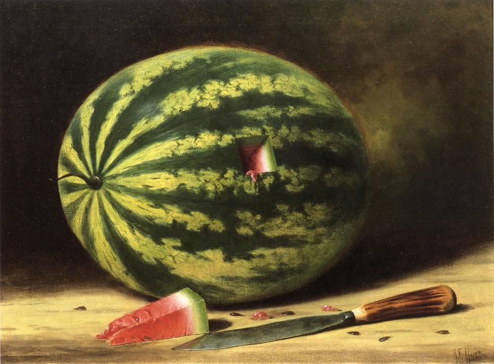 Watermelon and Plug, vintage artwork by Albert F. King, 12x8" (A4) Poster
