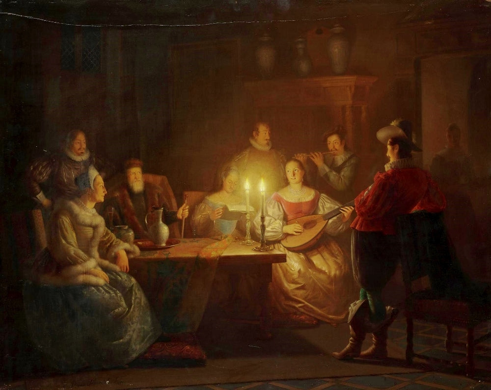 Home Music Party, vintage artwork by Petrus van Schendel, A3 (16x12") Poster Print