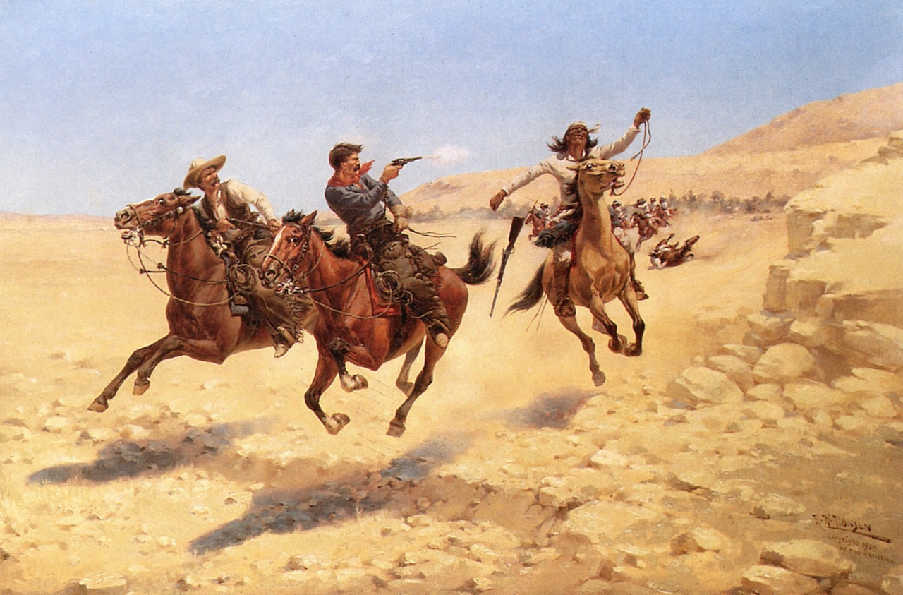 In Pursuit, vintage artwork by Herman W. Hansen, 12x8" (A4) Poster
