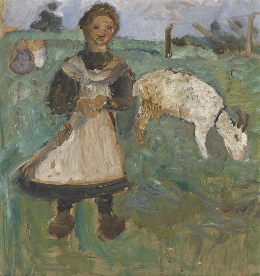 Girl with goat by Paula Modersohn-Becker,16x12(A3) Poster