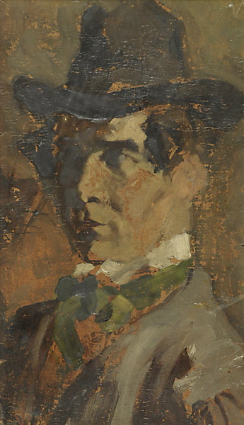 Portrait of a Man with Hat by Umberto Veruda,A3(16x12")Poster