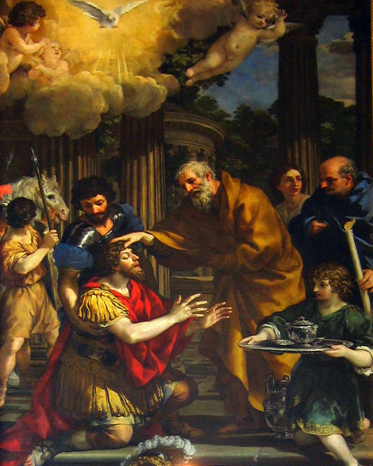 Ananias Restores the Sight to Saint Paul, vintage artwork by Pietro da Cortona, 12x8" (A4) Poster