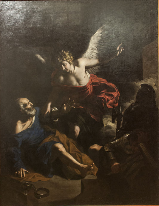 The Liberation of St. Peter, vintage artwork by Pietro Novelli, 12x8" (A4) Poster