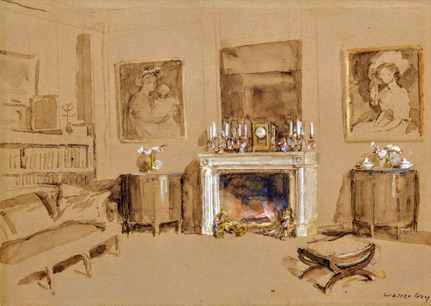 Interior with Fireplace by Walter Gay,A3(16x12")Poster