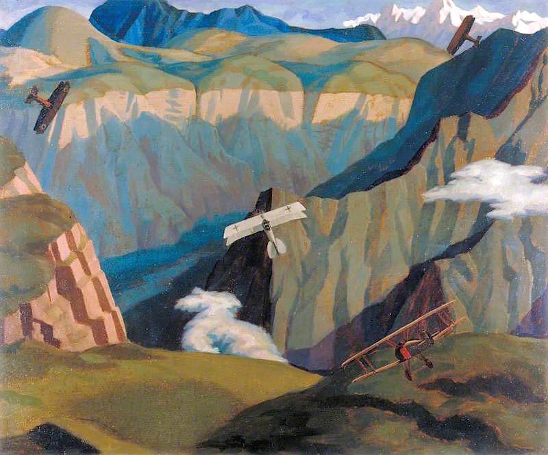 The Destruction of an Austrian Machine in the Gorge of the Brenta Valley, Italy, vintage artwork by Sydney William Carline, 12x8" (A4) Poster