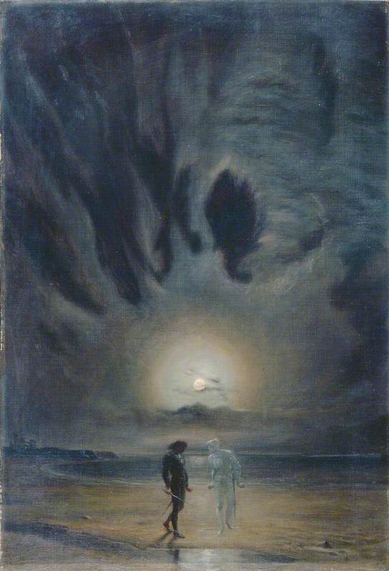 Hamlet and the Ghost, vintage artwork by Frederick James Shields, 12x8" (A4) Poster