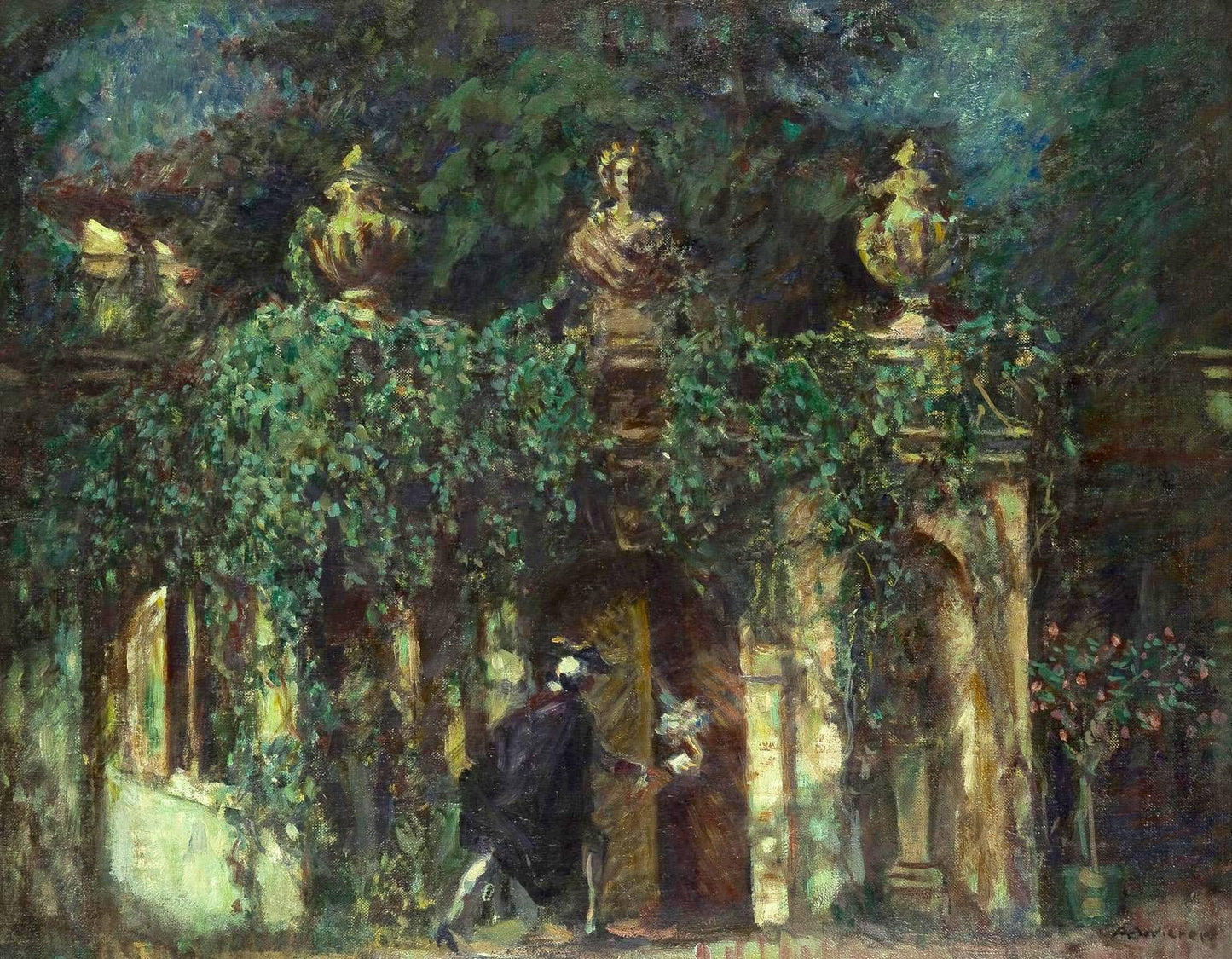 In the Prague Gardens, vintage artwork by Alois Wierer, 12x8" (A4) Poster