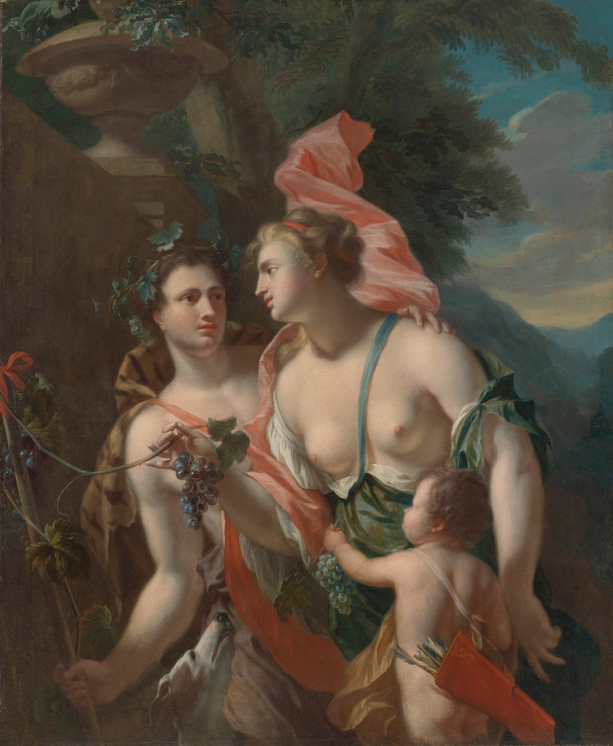 Venus and Bacchus, vintage artwork by Philip van Dijk, 12x8" (A4) Poster