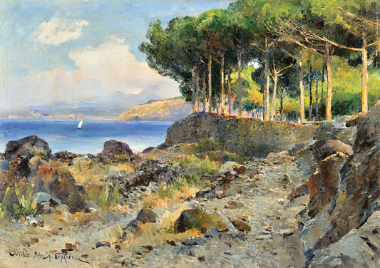 Crimea, vintage artwork by Mikhail Berkos, 12x8" (A4) Poster