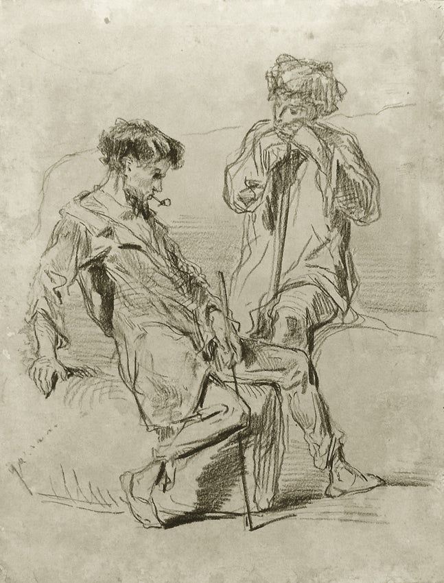 Deux bergers, vintage artwork by Paul Gavarni, A3 (16x12") Poster Print