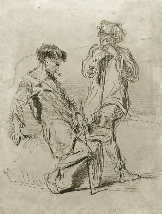 Deux bergers, vintage artwork by Paul Gavarni, A3 (16x12") Poster Print