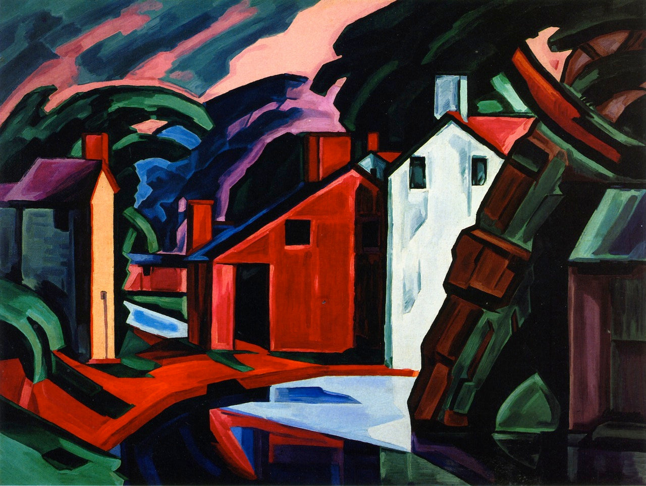Character of a County in Pennsylvania (Lehnenburg), vintage artwork by Oscar Bluemner, 12x8" (A4) Poster